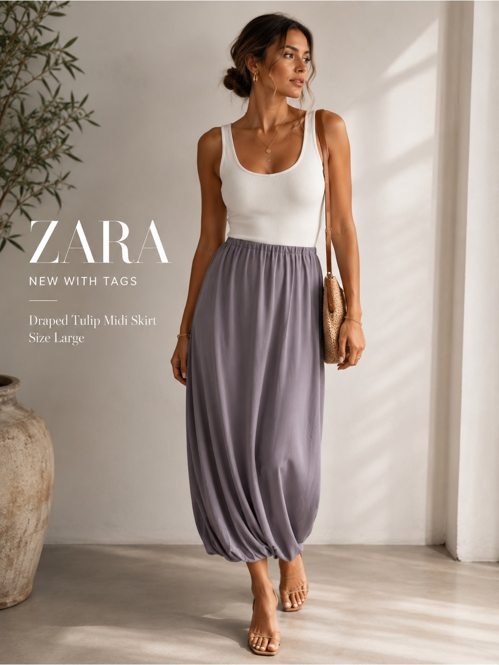 Zara Soft Lavender Breezy Bubble Skirt